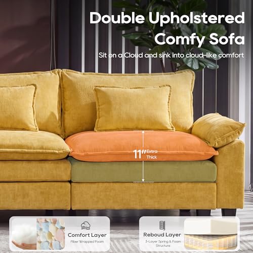 Image of URRED Oversized Modular Sectional Sofa,Yellow:122 inch L Shaped