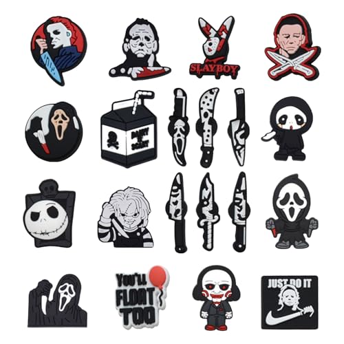 YSDYY 20-Piece Halloween Shoe Decorations, Decorative Shoe Buckles, Skull & Ghost Face Designs, Soft PVC, Multicoloured, One Size