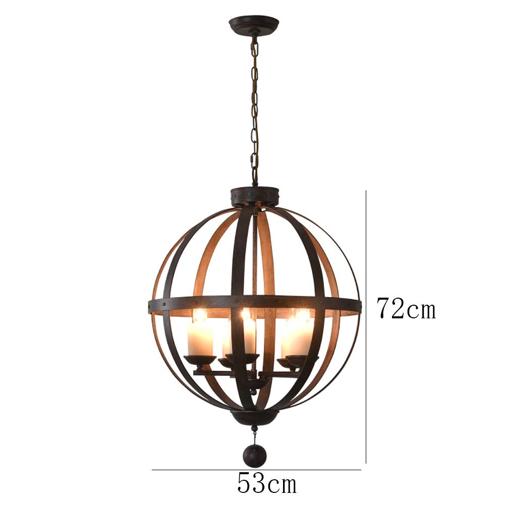 Black Farmhouse żyrandol, światła światła wisiorka kula Globe, Lampa żyrandola sufitowa z metalowym sferycznym cieniem 53x72 cm