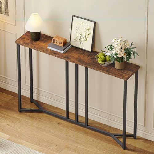 YITAHOME Mesa Consola Estrecha, 20 x 100 x 80 cm, Mesa Consola Negra 20 cm de Profundidad, Mesa Auxiliar Alta, Mesa de Pasillo, Mesa Estrecha para Pasillo, salón, Dormitorio