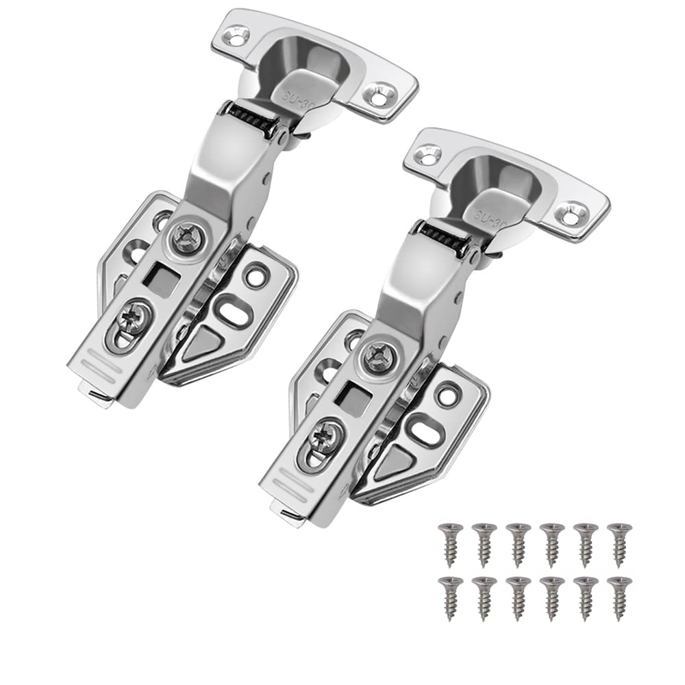 Cabinet Hinges Kitchen Cupboard Hinges, Bedroom Wardrobe Door Hinges, Bathroom Cabinet Hinges, Dining Cabinet Hinges, Mute Hydraulic Soft Close Hinges, Pack of 2 (Inset)