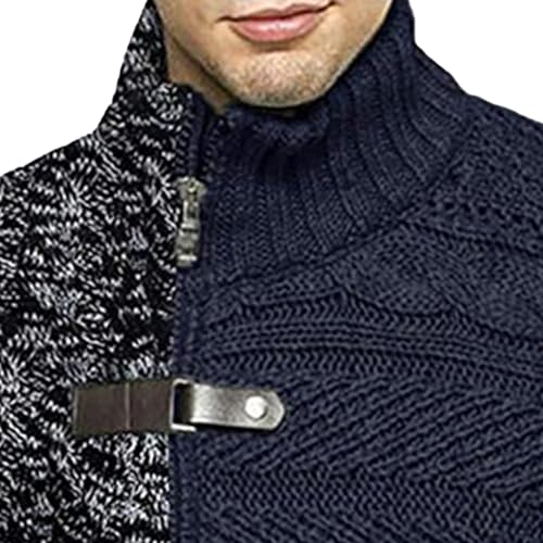 JEKE-DG Men's Turtleneck Zipper Front Knitted Sweater Slim Fit Cable Cardigan Sweater Casual Fashion Long Sleeve Sweaters2