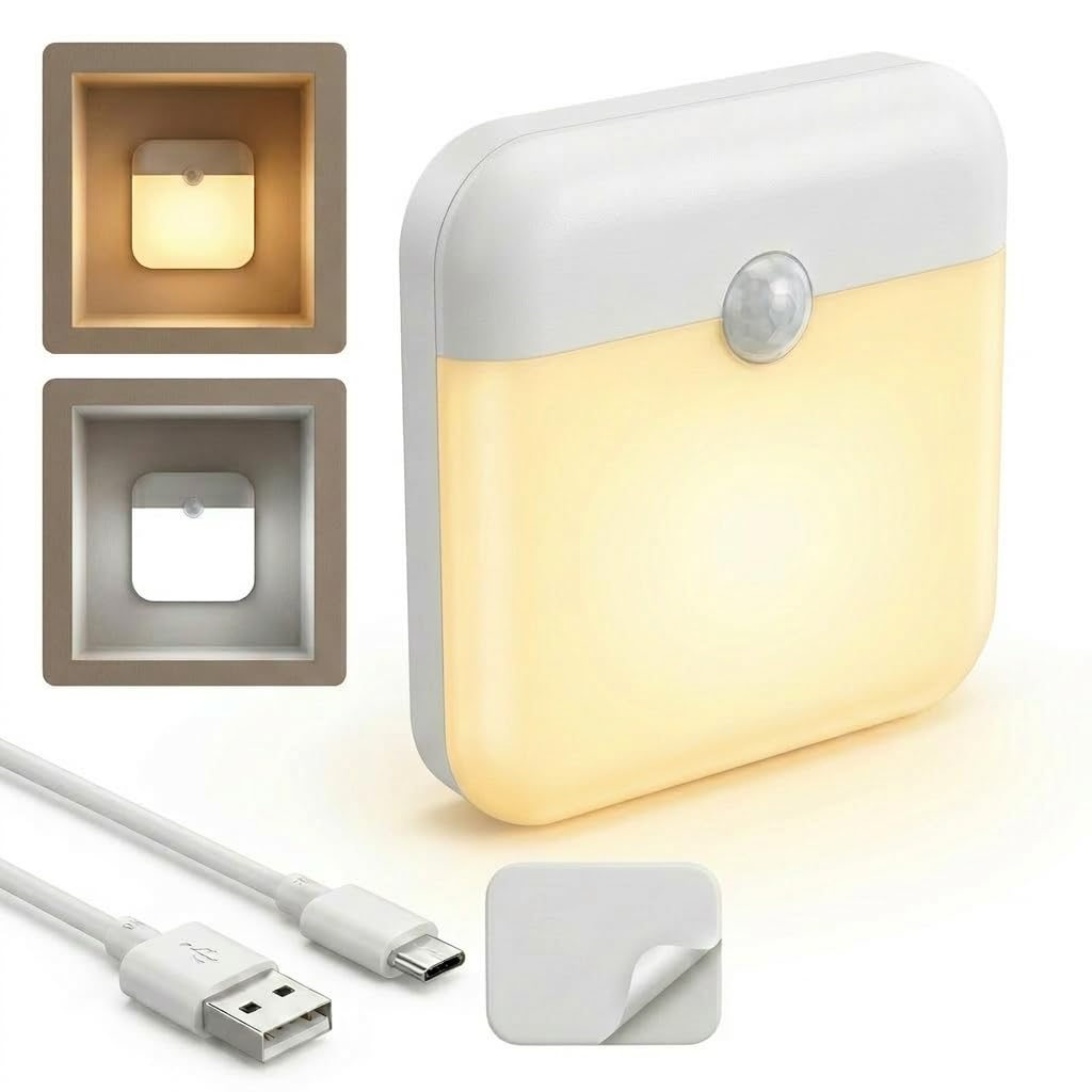 Klyk Magnetic Motion Sensor Lights, USB Rechargeable Warm White 6000K 80LM
