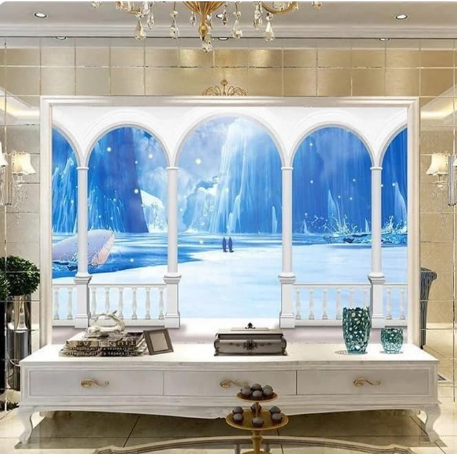 Papier peint photo 3D paysage glacier salon déco murale 300x210cm