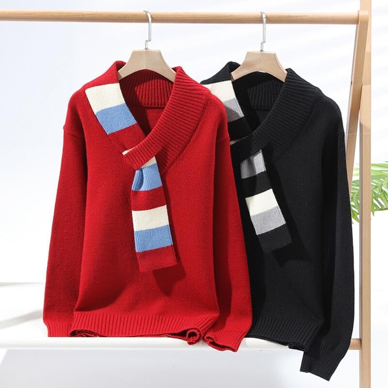 Men's Winter Warm Sweater Scarf Collar Long Sleeved Knitted Casual Sweaters