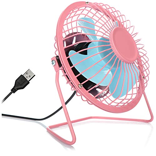 com-four® Ventilador de mesa USB- Mini ventilador silencioso para - Ventilador de pie fresco en colores alegres (rosado azul)