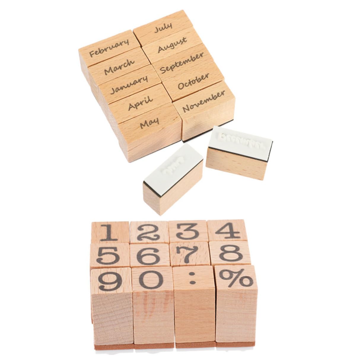 jojofuny 10 Set decorazioni in francobolli di legno francobolli del giornale journaling timbro pianificatore fornitura di album francobolli numerici fatti a mano gomma da cancellare