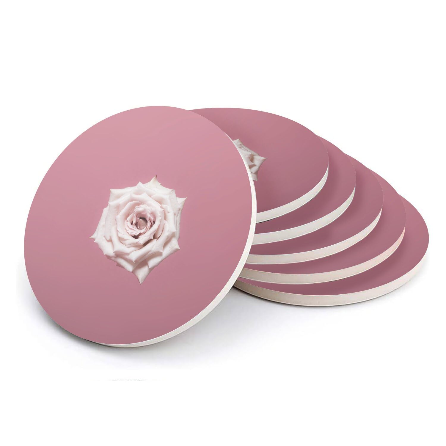Sous verre ronds en céramique lot de 6, cadeau floral idéal