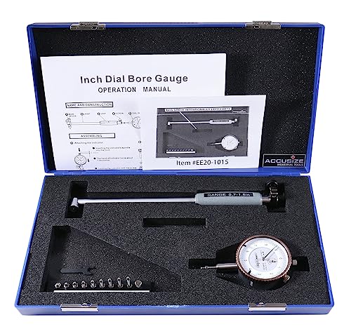 Accusize Industrial Tools 0.7-1.5'' by 0.0001'' Dial Bore Gage, Stem Length 6'', Ee20-1015
