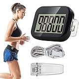 Jooheli Einfacher Schrittzähler 3D-Schrittzähler zum Gehen, Schrittzähler Ohne App und Handy, Genauer Pedometer mit Clip und Umhängeband, Schrittzähler mit Großer LCD-Anzeige (Black)