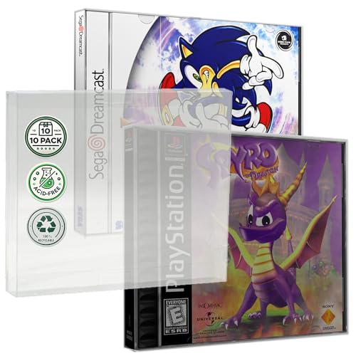 MALKO Video Game Protector Case Compatible with: PlayStation (PS1) Sega Dreamcast Neo Geo CD TurboGrafx-CD Games & Music CD Jewel Case | 10 Pack