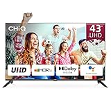 CHiQ 43 Zoll Fernseher,Rahmenlos Android LED TV,4K UHD,Smart TV,HDR,Bluetooth5.0,Dolby Vision,Netflix,Prime Video,Youtube,Google Assistant,WiFi,LAN/HDMI/USB/CI+,Triple Tuner(DVB-T2/T/C/S2)