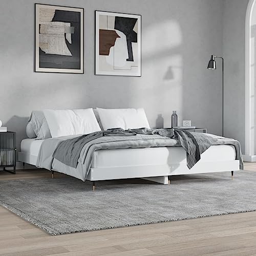 KLYEON Estructura de Cama Madera de ingeniería Blanca 120x200 cm,Estructura de Cama Base Resistente para colchón de 120x200cm Camas y somieres