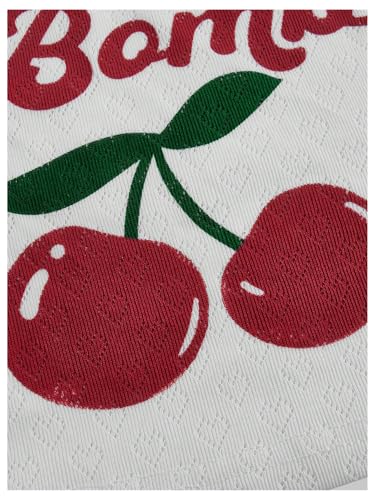 Women's Y2k Letter Cherry Graphic Tube Crop Top Lace Trim Bow Sleeveless Bandeau Tops4