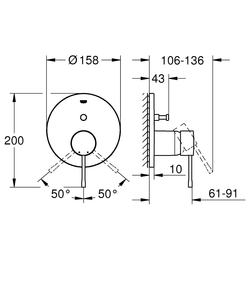 GROHE Essence - Grifo de bañera para 2 salidas (Grifería de baño con inversor automático: bañera/ducha, mezclador monomando con acabado duradero), cromo, 24058001