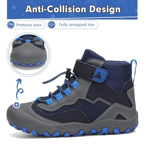 Mishansha Wanderschuhe Jungen Leicht Trekkingschuhe Kinder Outdoorschuhe Flexibel Atmungsaktiv Sportschuhe Wanderstiefel Marineblau 31 EU