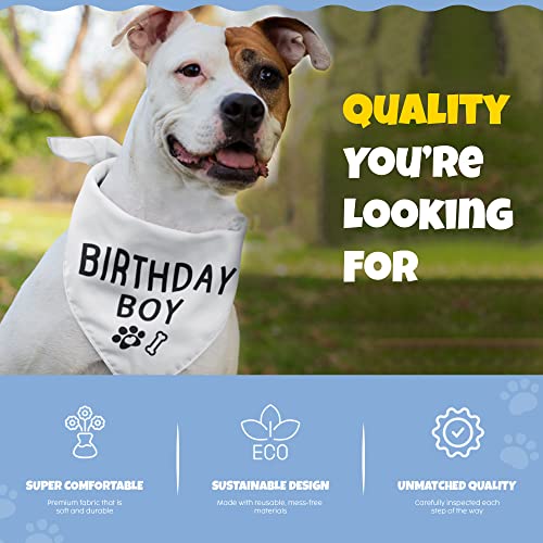 Houndnine - Dog Birthday White Bandana - Perfect Triangle Cotton Scarf Accessories For Pets Dog Bandanas Boy Birthday Outfit Dog First Birthday Party Bibs For Small And Medium Size - 28 X 11 #TOP6
