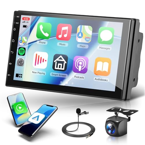 Rimoody 4G+64G 7 Pollici Autoradio 2 Din Android 13 Senza Fili Carplay Autoradio con Touchscreen Android Auto Mirror Link Navi GPS Bluetooth WiFi/FM/RDS/EQ/SWC/USB Telecamera Posteriore