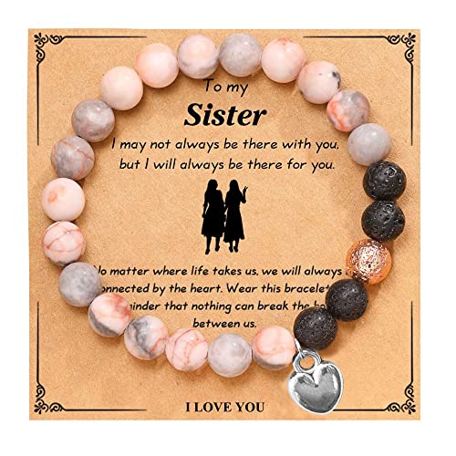 Image of Black and Pink Bracrlets The Love Between Sisters Beaded Bracelets Love Gifts for Women