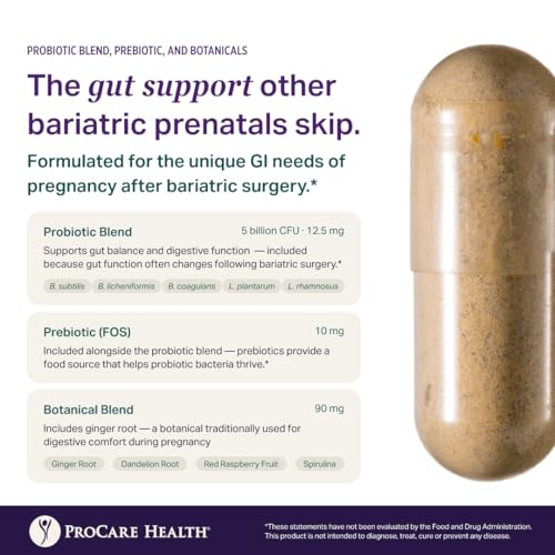 Image of ProCare Health Prenatal Bariatric Multivitamin with Iron (60 Easy to Swallow Capsules) - for Women, Bariatric Vitamins for Gastric Bypass & Gastric Sleeve (1 Month Supply)