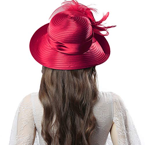 Original One Women's Classic Cloche Church Hat for Derby Day Kentucky Horse Racing (Burgundy)