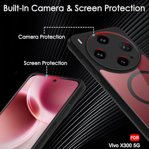 Image of TheGiftKart Hybrid Shockproof Back Cover Case for Vivo X300 5G Compatible with MagSafe | Camera Protection Module | Hard Back Cover for Vivo X300 5G (PC & TPU, Transparent Clear Back, Black Sides)