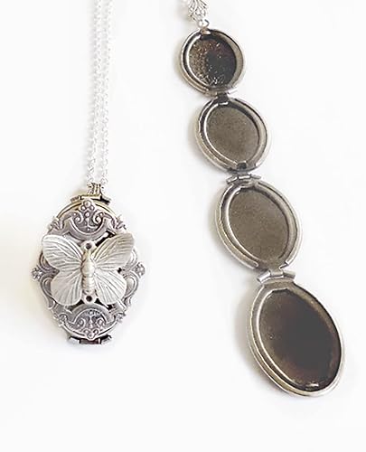 Miniatura 2 de Locket with Picture Butterfly locket Custom 4 Photos Locket Memorial Gifts for Women customized picture Locket for family photo Birthday Gift