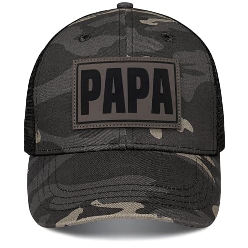 Image of Papa Dad Trucker Hat - Adjustable Men's Snapback Hats for Dad Grandpa, Fathers Day Birthday Gifts from Daughter Son