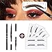 Eyebrow Stencil Shaper with 3 in 1 Eyebrow Pencil Powder Brush-Long Lasting Waterproof Brow Pencil,Black Color,Eyebrows Grooming Stencil Kit Reusable Styling Tool, 16 Unique Styles, 32pcs