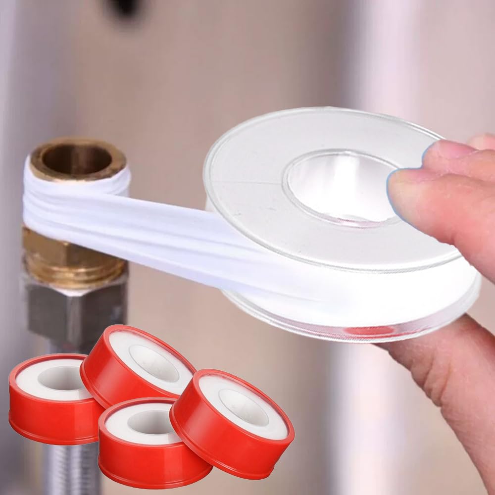 4 rollos de cinta de teflón para fontaneros de 1/2 pulgada de ancho x 32.8 pies de largo, cinta de rosca de sellado de tuberías y fontanería, sello sellador de agua para cabezal de ducha, color blanco