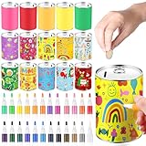 Multicolor Coin Piggy Bank and Acrylic Markers Set: you will receive 16 pieces of multicolor blank money coin piggy banks and 24 pieces of acrylic paint markers, ideal for all age groups; The blank multicolor design allows your imagination to guide a...