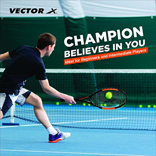 Image of Vector X VXT-520 Adult Men Recreational Tennis Racket Lightweight Aluminum Frame for Easy Swing|105 sq in Head|Pre-Strung Beginner Racquet for Outdoor Games Training & Practice (26 inch, Full Cover)