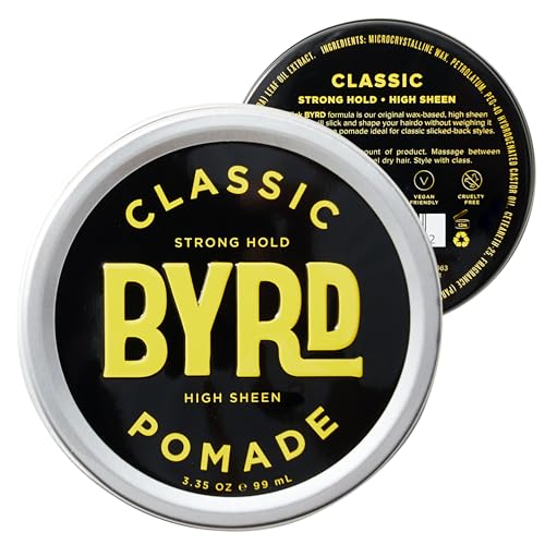 Byrd - Classic Pomade | Cera Pelo Hombre | Fijación Fuerte + Acabado Brillante | Pomada Pelo que Alisa y da Forma Sin Apelmazar | Fijador Pelo Hombre Para Peinados Clásicos Engominados Hacia Atrás