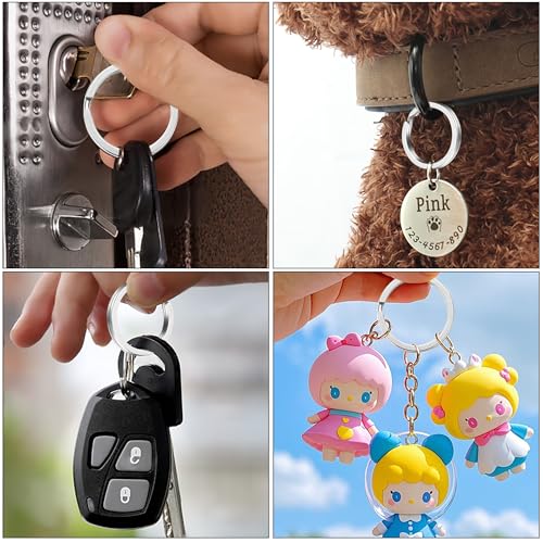 Image of Gkeygo Key Rings, 12 pcs Stainless Steel Key Ring for Keychains, 1inch Flat Split Keychain Ring for Car Keys Dog Ring Tag Lanyards Home School Office DIY, Silver