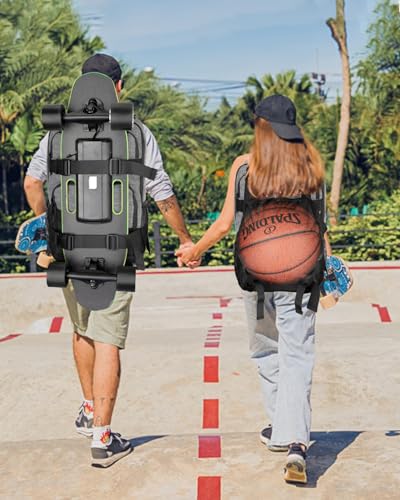 Image of WOLT Skateboard Backpack, 15.6 Inch Laptop Backpack for Men Women, Sports Backpack with Ball Holder