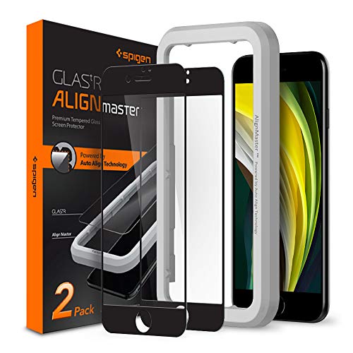 Spigen Tempered Glass Screen Protector [Glas.tR AlignMaster] designed for iPhone SE 2020 - 2 Pack