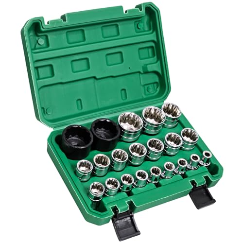 Socpuro 21Pcs 1/2-Inch Drive Impact Socket Set Metric 8-36mm 12-point Universal Cr-V Low Profile Socket Set