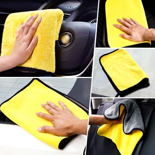 Image of 40 X 40 CM Microfiber Car Cleaning Cloth and Car Cleaning Glove, Super Absorbent and Perfect Cleaning for Bike, Car (Multi Colour) (1 Pc Car Cleaning Gloves & Micro Fiber Cloth)