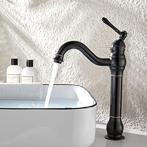 kisimixer Solid Brass Bathroom Sink Mixer, Single Handle Bathroom Sink Vessel Faucet Basin Mixer Tap, Lavatory Faucets Tall Body, Oil Rubbed Bronze Cover