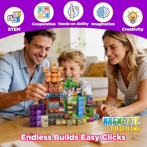 KILOUXEN 200PCS Magnetic Building Blocks,Learning Sensory Toys for Kids Ages 4-12,STEM Toys Educational Magnet Cubes, Birthday Gifts for Boys & Girls - Image 4