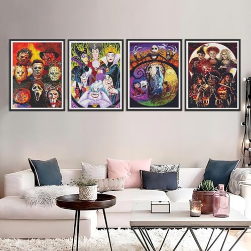 Image of JAKI 4 Pack Diamond Art for Adults-Cartoon Diamond Painting Kits for Adults Beginners,DIY 5D Full Drill Art Perfect for Gift Home Wall Decor(12x16inch)