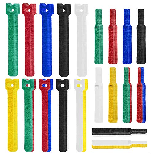 LuBanSir Cable Ties Reusable Fastening Tapes, 120 Pcs ( 60 pcs 8â€ and 60 pcs 4â€) Nylon Cord Ties for Wire Cable Management, Assorted Colors