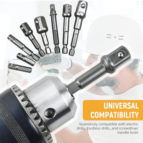 Image of Serplex 8PCS Drill Bit Adapter Set - 1 /4 inch, 3 /8 inch, 1 /2-Inch Hex Shank Impact Socket Adapters for Power Drill