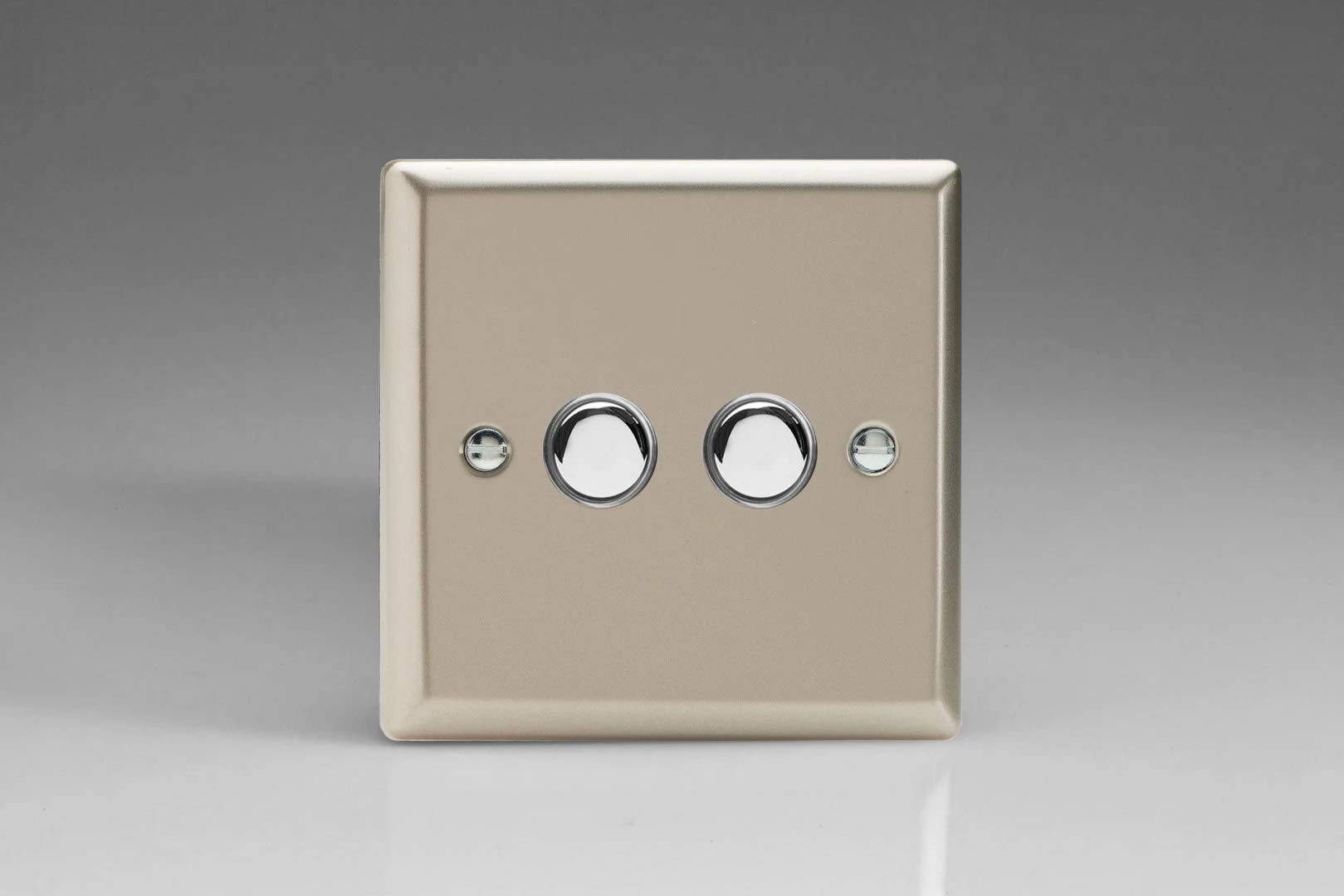 Varilight 2-Gang 6A 1-Way Push-to-Make Momentary Switch Satin Chrome XNM2