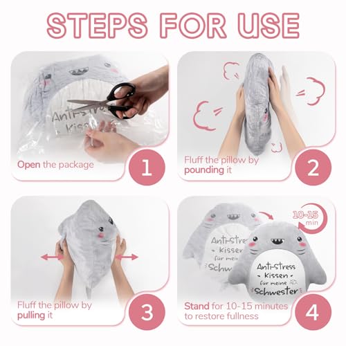 Juratar Lustiges Schwester Geschenk Kissen – Süßes Haifisch Kuschelkissen für Geschenk Schwester Geburtstag Anti-Stress Kissen für Schwestern