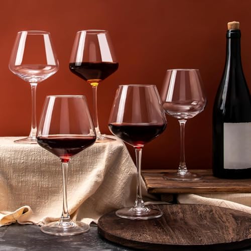 Image of Premium Wine Glasses 460ml, Set of 4 Long Wine, Burgundy Clear Glasses with Stem for Wedding Anniversary, Birthday, Gift (RKT-01, Set of 4)