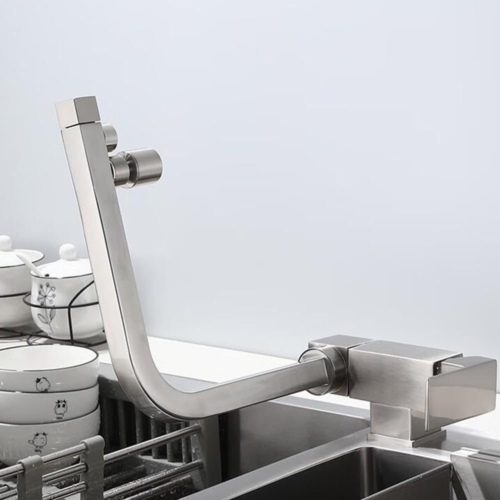 Grifo Cocina 3 Vias Osmosis Plegable Giratorio a 360° Latón Grifo Abatible 3 Vias-Cepillado