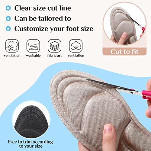 Shoe Insoles Women 4 Pairs Arch Support Insoles Breathable High Heel Inserts Cushion Inserts Shoes Pads Insole 5D Sponge Barefoot Comfort Insoles For Massaging Arch Pain Feet Sore Relief #TOP2