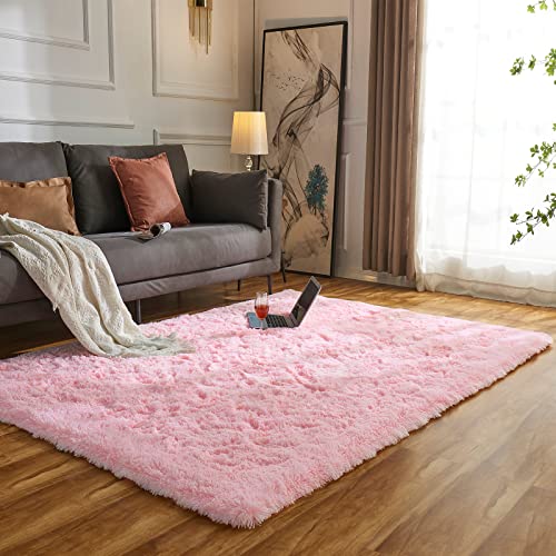 Evitany Teppich Schlafzimmer Modern Shaggy Hochflor Teppich Rutschfester Teppiche für Wohnzimmer...