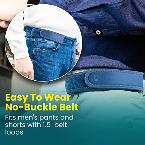 Image of BeltBro Pro for Men and Women Elastic No Buckle Invisible Belt Patented Metal Free TSA Soft Adjustable Side Tactical Belt